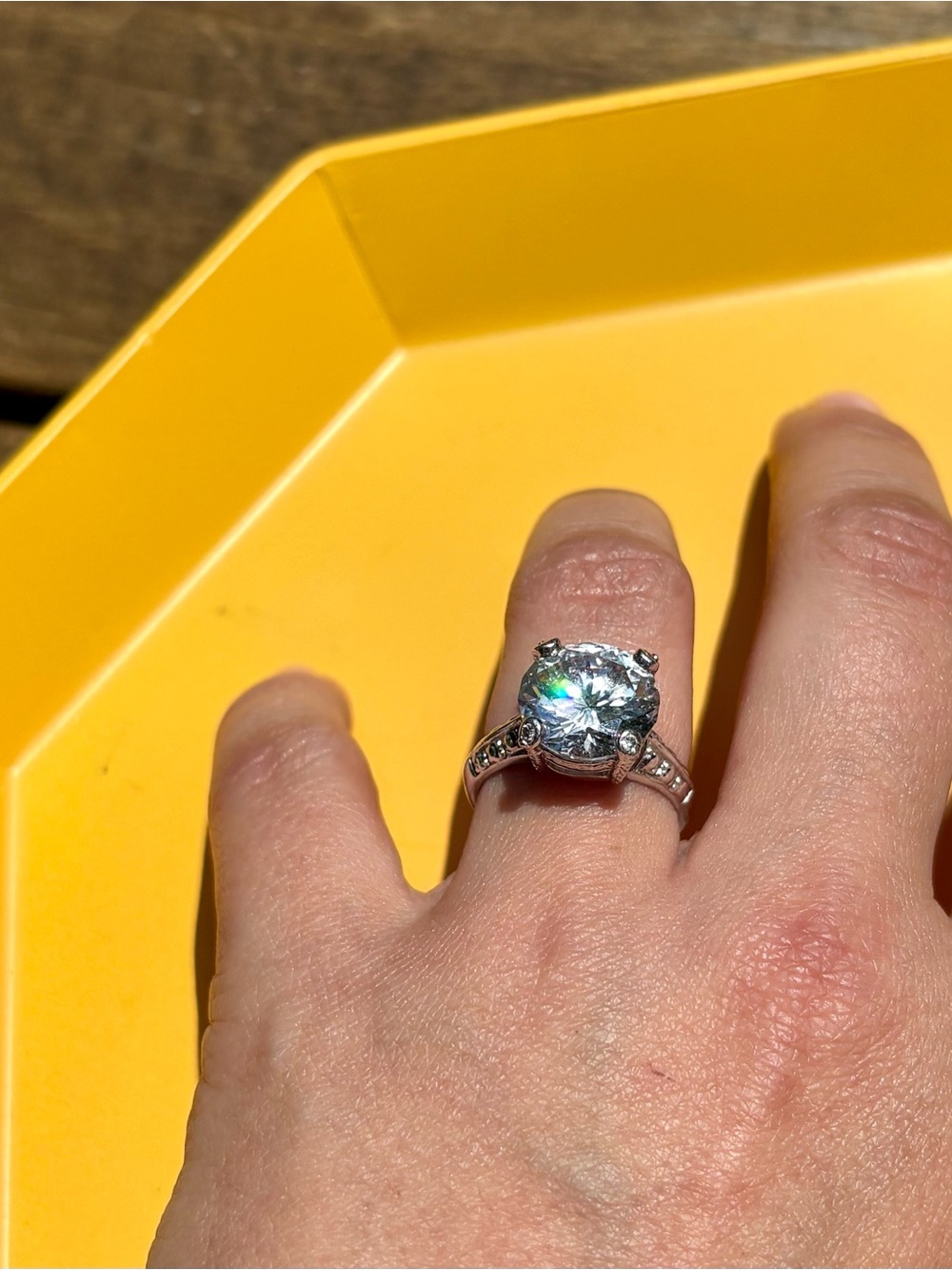 Kirks Folly Silver-Tone Round Crystal Solitaire Ring - White